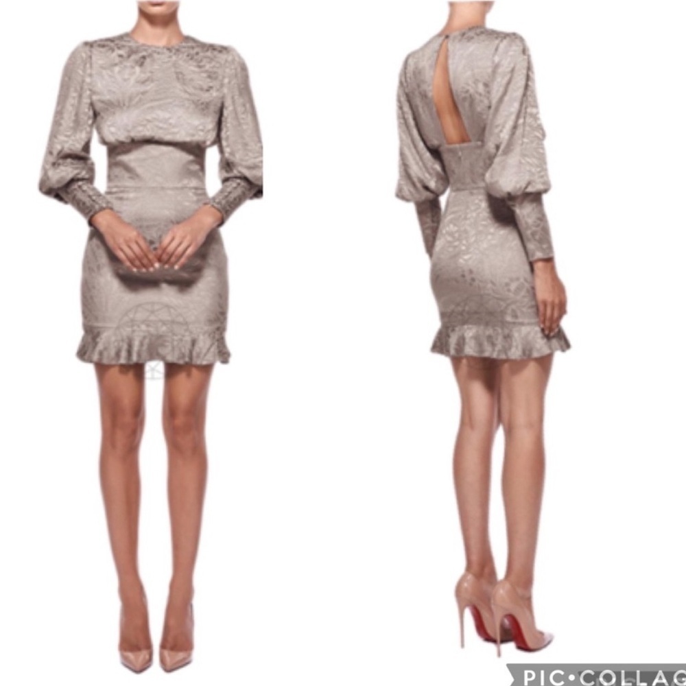 MISHA COLLECTION Cassandra Burnout Metallic Brocade dress
